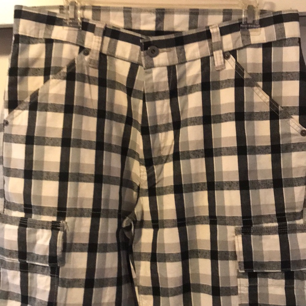 Levi’s Plaid Black and White Cargo Shorts